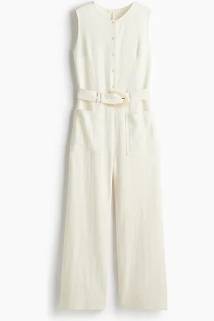 H&M Jumpsuit mit Gürtel - Weiß