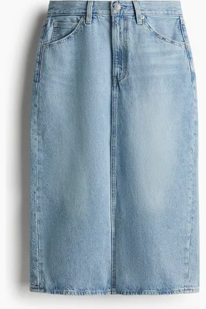 H&M Hr Back Slit Skirt Riveting Clean Hem - Blau