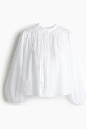H&M MAMA Before & After Bluse mit Spitze - Weiß