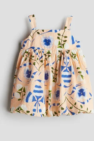 H&M Seersucker-Kleid mit Blumenprint - Orange