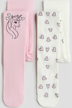 H&M 2-Pack Feinstrick-Strumpfhosen - Pink