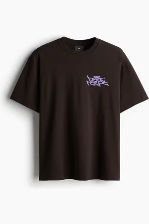 H&M Bedrucktes T-Shirt in Loose Fit - Braun