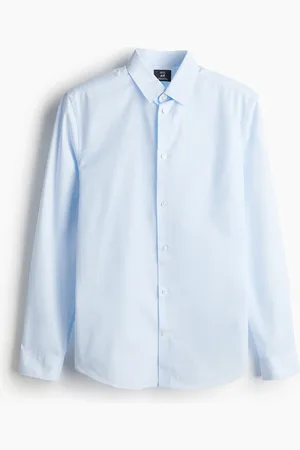 H&M Easy-Iron-Hemd in Slim Fit - Blau