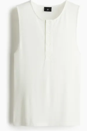 H&M Geripptes Tanktop in Slim Fit - Weiß