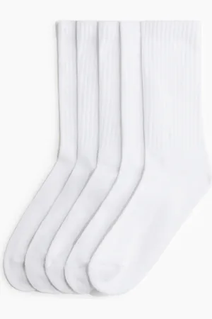 H&M 5er-Pack Gerippte Socken - Weiß