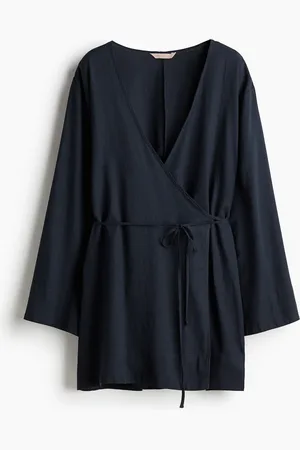 H&M Bademantel aus Leinenmix - Schwarz