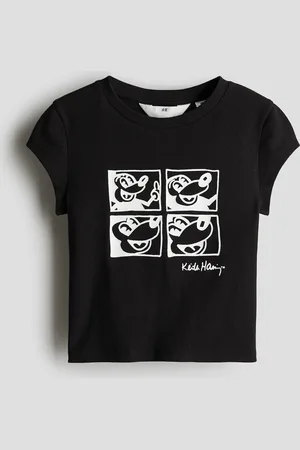 H&M Shirt aus Baumwolljersey mit Print - Schwarz