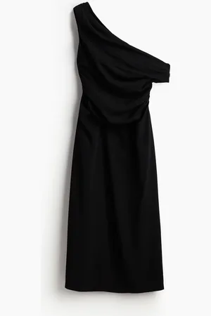 H&M Drapiertes One-Shoulder-Kleid - Schwarz