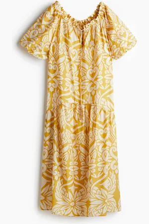 H&M Kleid mit Kordelzugdetail - Gelb