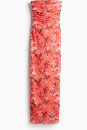 H&M Printedmesh Maxi Dress - Rot