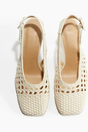 H&M Slingpumps aus geflochtenem Canvas - Beige
