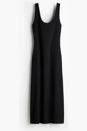 H&M Maxikleid aus strukturiertem Jersey - Schwarz
