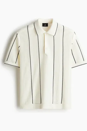 H&M Poloshirt aus Pointellestrick in Regular Fit - Weiß