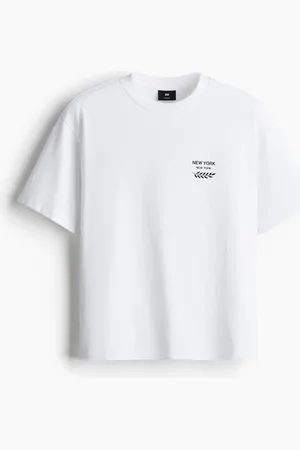 H&M Bedrucktes T-Shirt in Loose Fit - Weiß