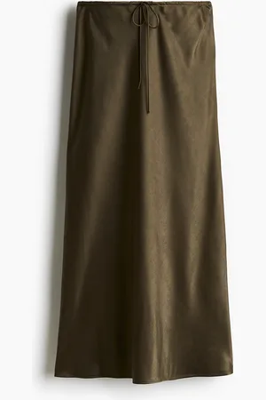 H&M Satinrock mit Kordelzug - Grün