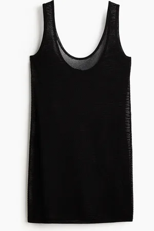 H&M Mini-Strandkleid in Ajourstrick - Schwarz