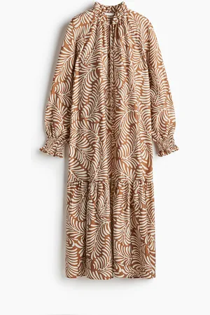 H&M Kleid mit Volantkragen - Beige