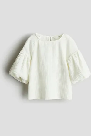 H&M Bluse aus Baumwollmusselin - Weiß