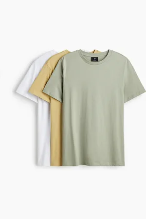 H&M 3er-Pack T-Shirts in Regular Fit - Gelb