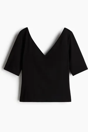 H&M Shirt mit V-Ausschnitt - Schwarz