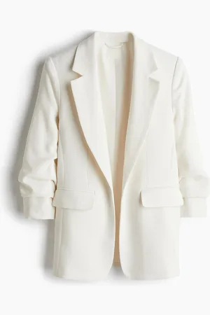 H&M Blazer mit gerafften Ärmeln - Weiß