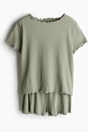 H&M Gerippter Jerseypyjama - Grün