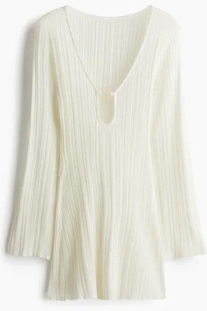 H&M Geripptes Strandkleid - Weiß
