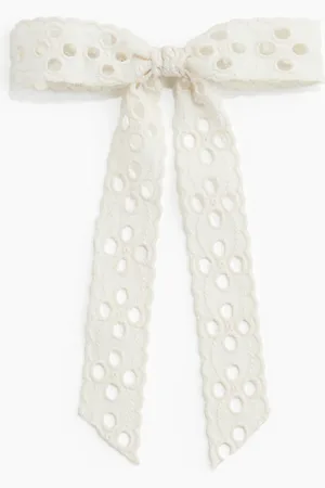 H&M Haarspange mit Schleife in Broderie Anglaise - Beige