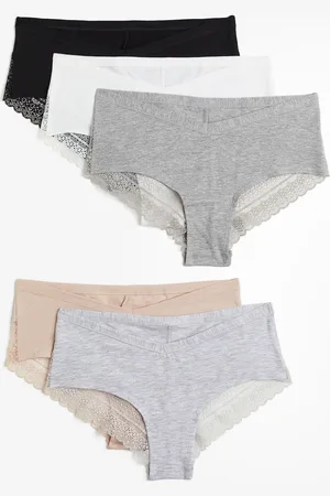 H&M MAMA 5er-Pack Baumwollhipster mit Spitze - Grau