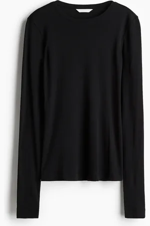 H&M Figurnahes Baumwollshirt - Schwarz