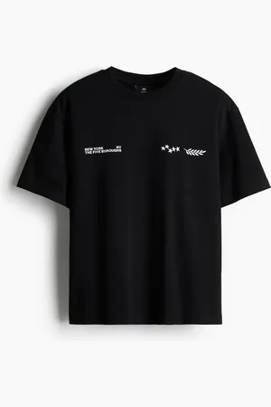 H&M Bedrucktes T-Shirt in Loose Fit - Schwarz