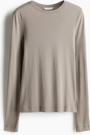 H&M Figurnahes Baumwollshirt - Braun