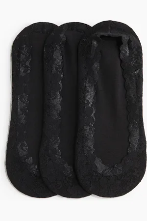 H&M 3er-Pack Spitzensocken Super Low Cut - Schwarz