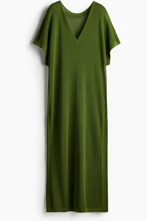 H&M Strandkleid in Pointellestrick - Grün