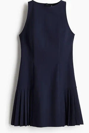 H&M Twillkleid mit Plisseefalten - Blau