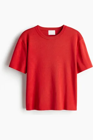 H&M T-Shirt aus Feinstrick - Rot