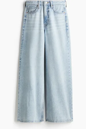 H&M Feather Soft Super Wide Ultra High Jeans - Blau