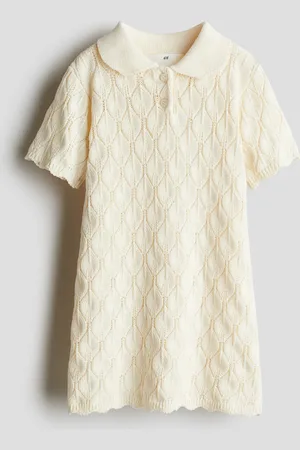 H&M Kleid in Pointellestrick - Weiß