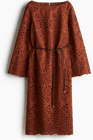 H&M Kleid mit Broderie Anglaise - Orange