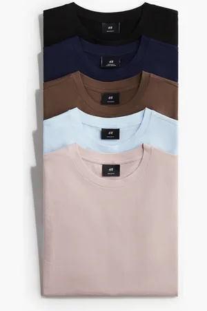 H&M 5er-Pack T-Shirts in Regular Fit - Blau