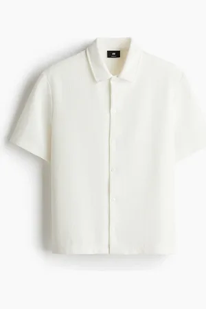 H&M Kurzarmhemd aus Jersey in Regular Fit - Weiß