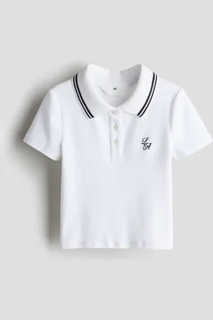 H&M Poloshirt mit Stickerei - Weiß