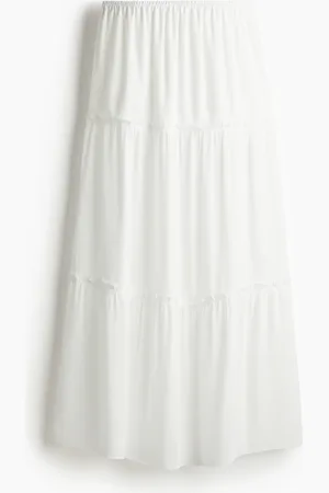 H&M Maxirock aus Crinklestoff - Weiß