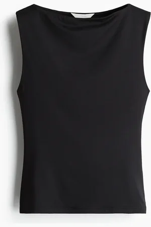 H&M Mikrofaser-Top mit U-Boot-Ausschnitt - Schwarz