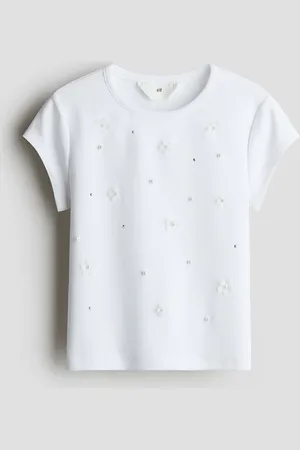 H&M Verziertes Baumwollshirt - Weiß