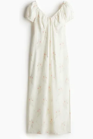 H&M Maxikleid mit Bindebändern - Weiß