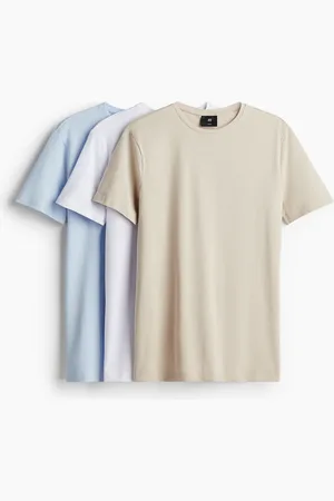 H&M 3er-Pack T-Shirts in Slim Fit - Weiß
