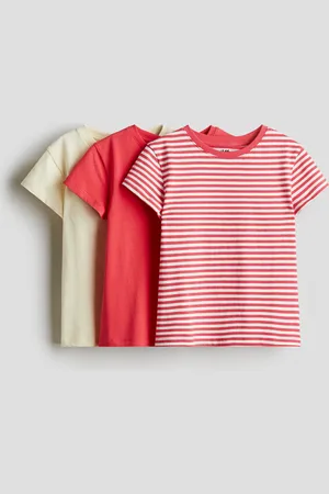 H&M 3er-Pack Baumwollshirts - Rot
