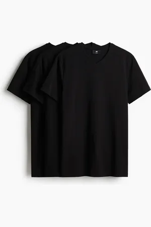 H&M 3er-Pack T-Shirts mit V-Ausschnitt in Slim Fit - Schwarz