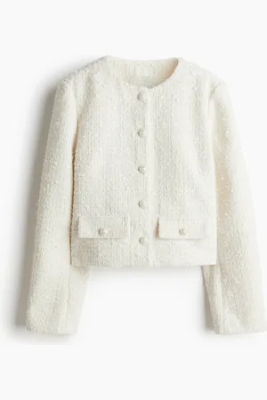 H&M Bouclé-Jacke - Weiß